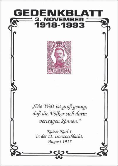 Bild zum Artikel Gedenkblatt Kaiser Karl I